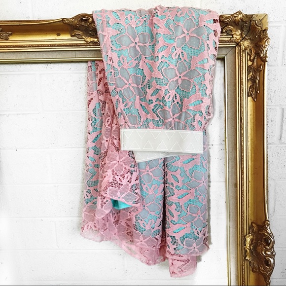 LuLaRoe Dresses & Skirts - Lularoe pink and teal Lucy lace maxi skirt